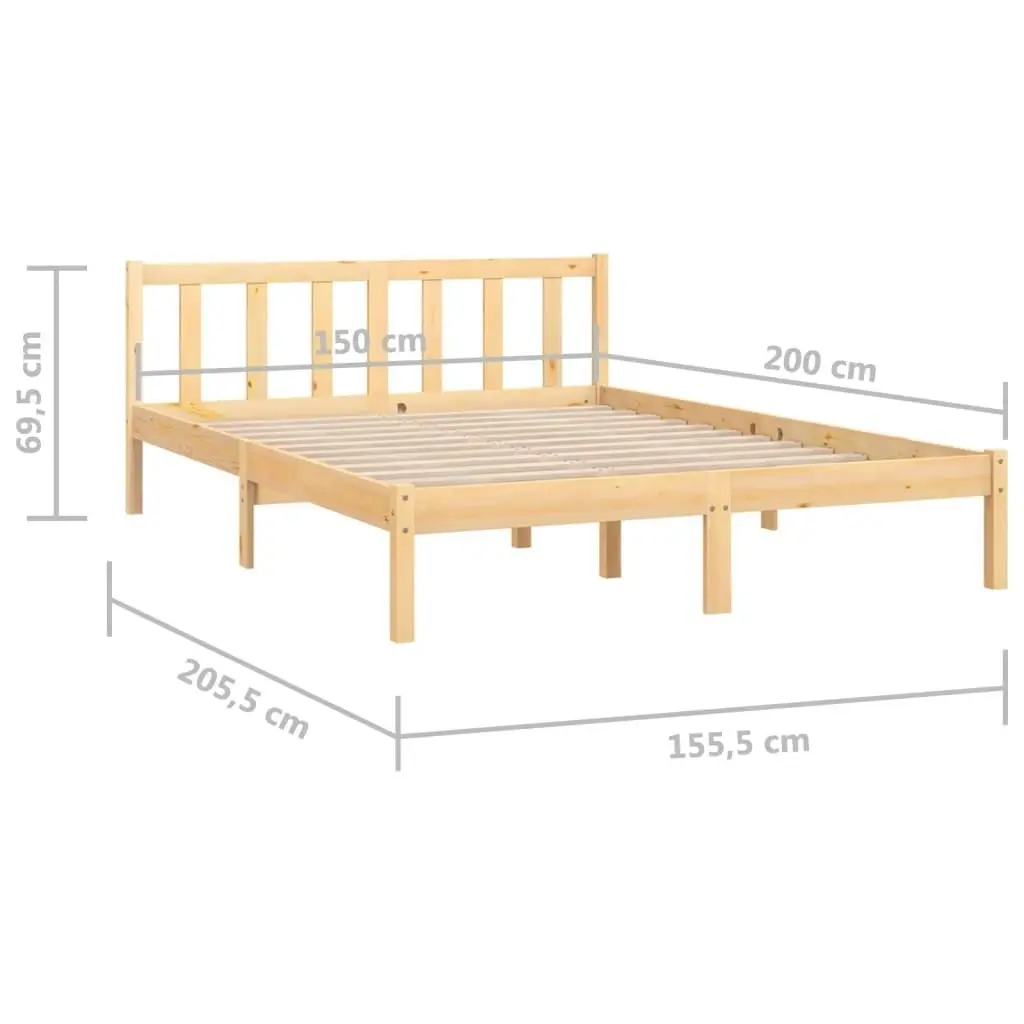 Bed Frame Solid Wood Pine 153x203 cm Queen Size 810087