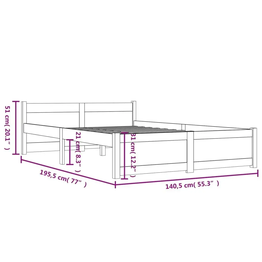 Bed Frame Solid Wood 137x187 cm Double Size 815019