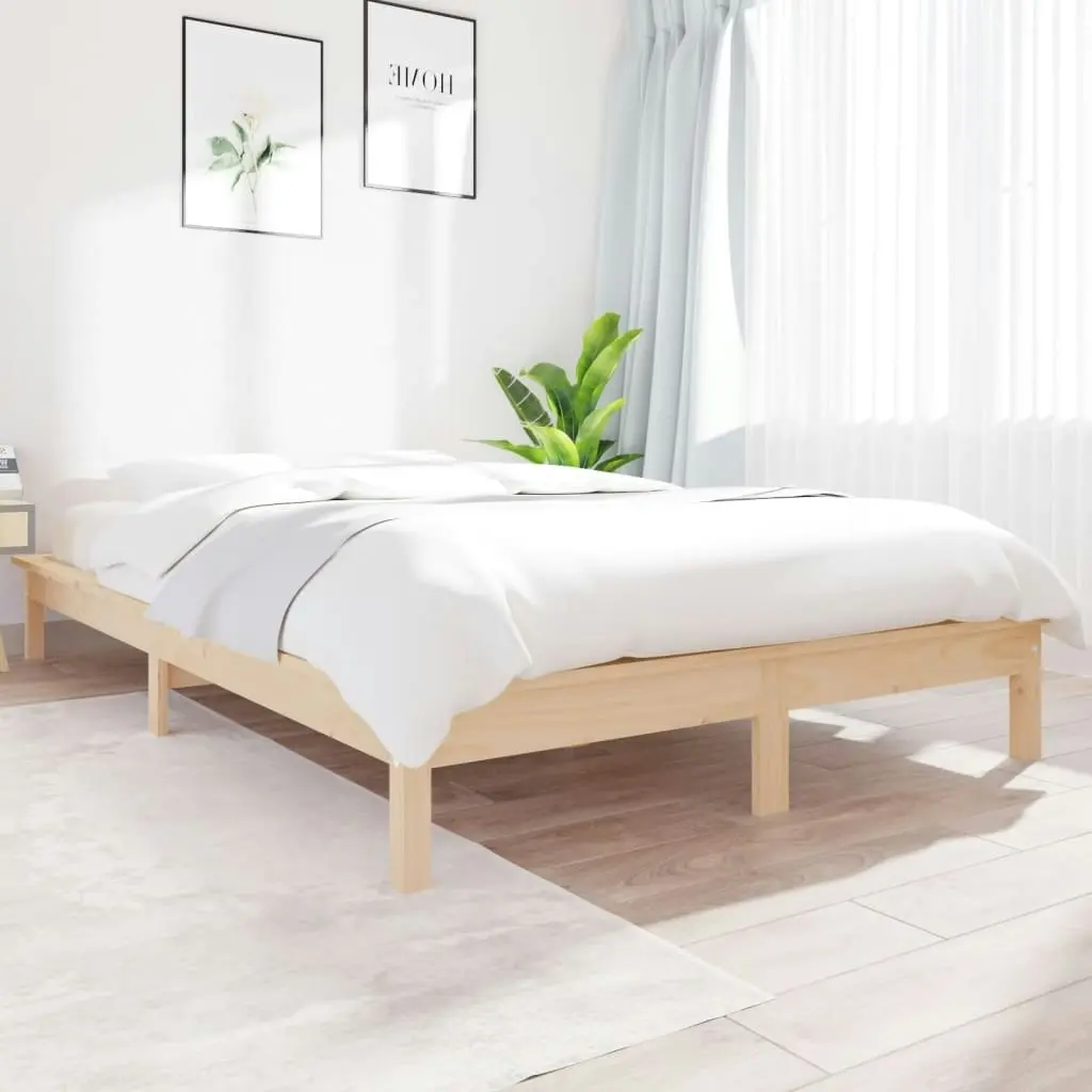 Bed Frame 153x203 cm Solid Wood Pine Queen Size 820546