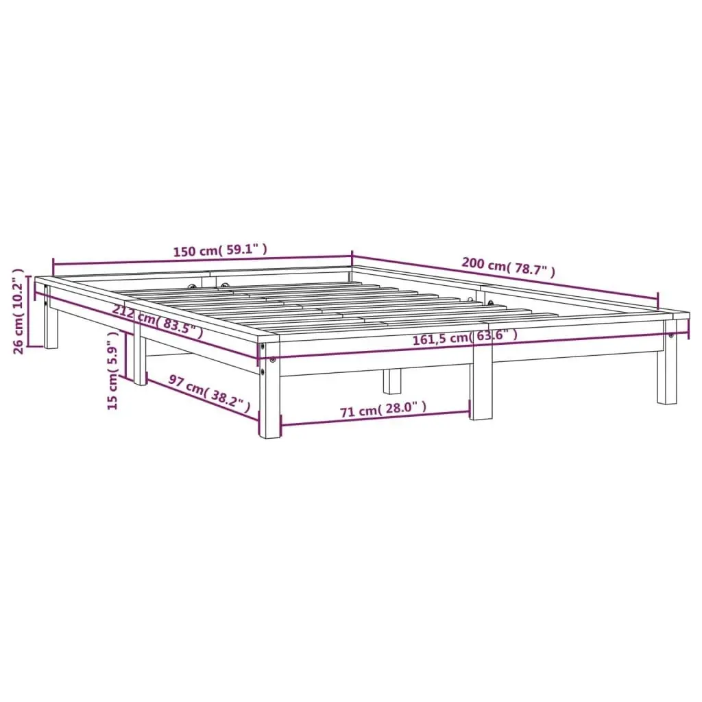 Bed Frame 153x203 cm Solid Wood Pine Queen Size 820546