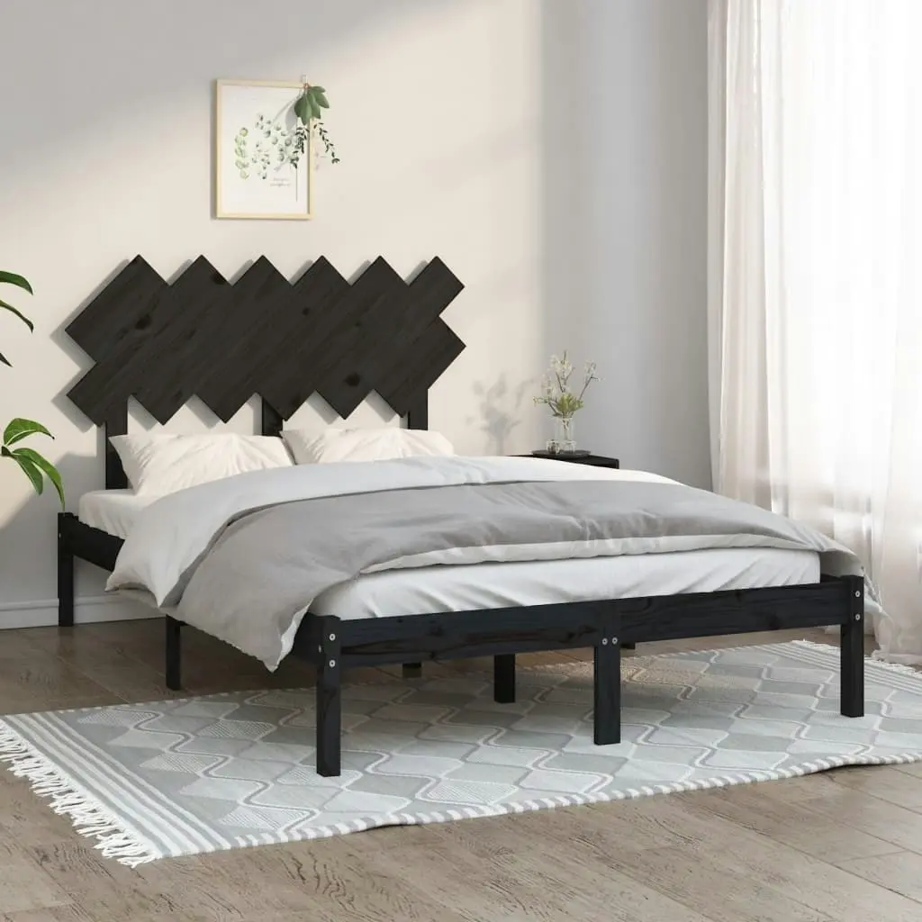 Bed Frame without Mattress Black 135x190 cm Solid Wood 3104847