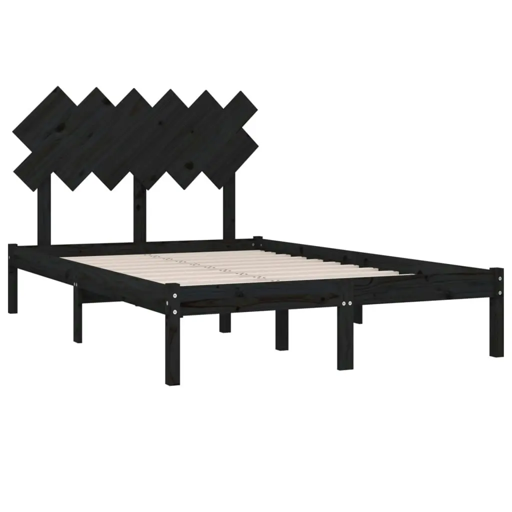 Bed Frame without Mattress Black 135x190 cm Solid Wood 3104847