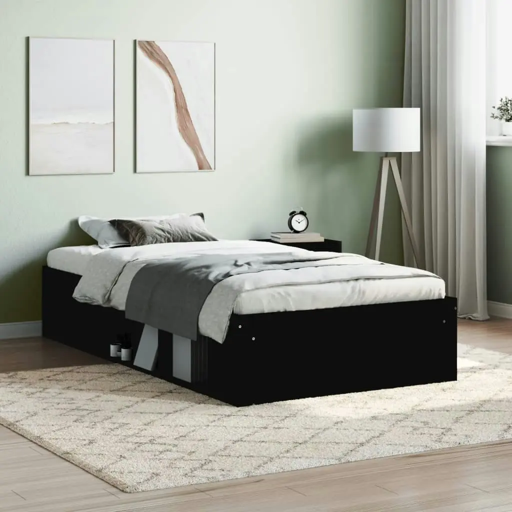 Bed Frame Black 92x187 cm Single Size 3203839