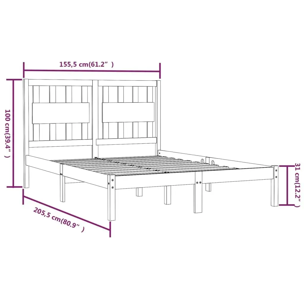 Bed Frame without Mattress Solid Wood Pine 150x200 cm 3103938