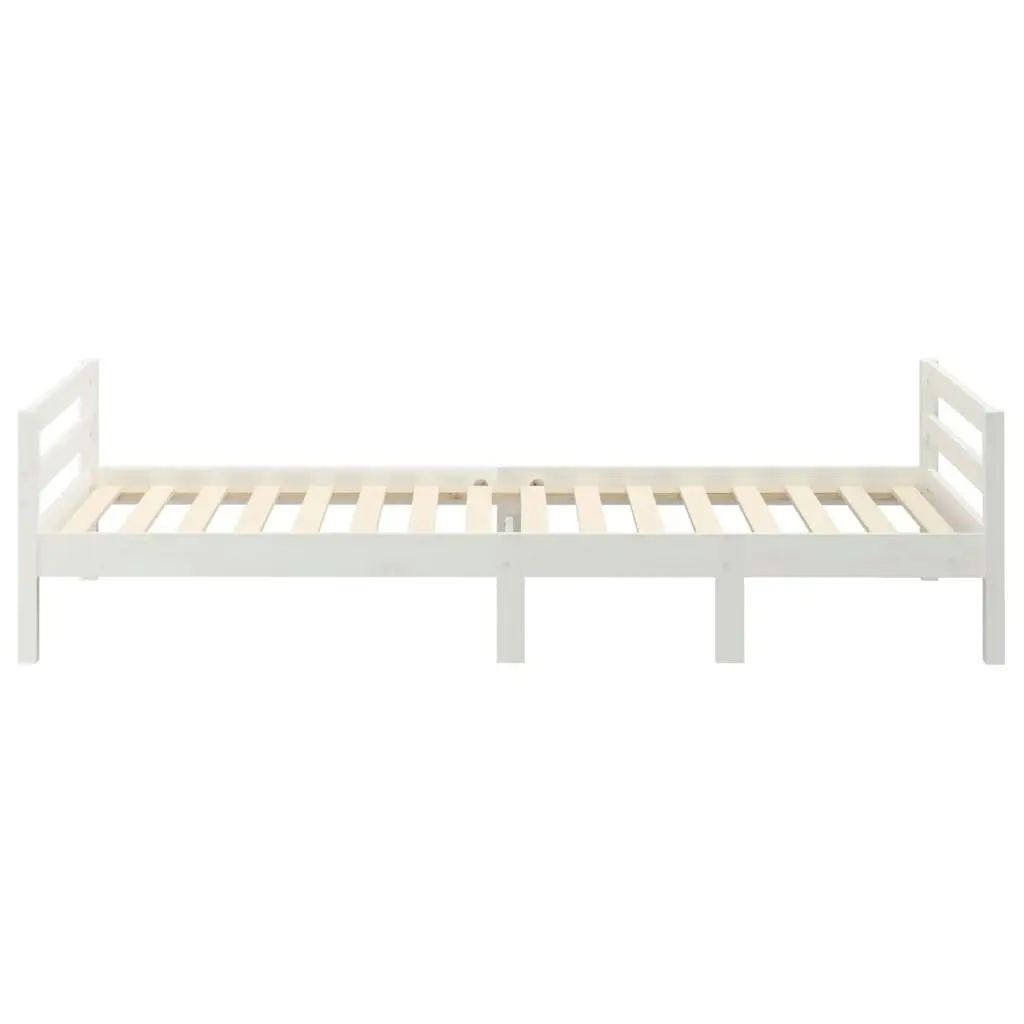 Bed Frame White 92x187 cm Single Size Solid Wood Pine 821635