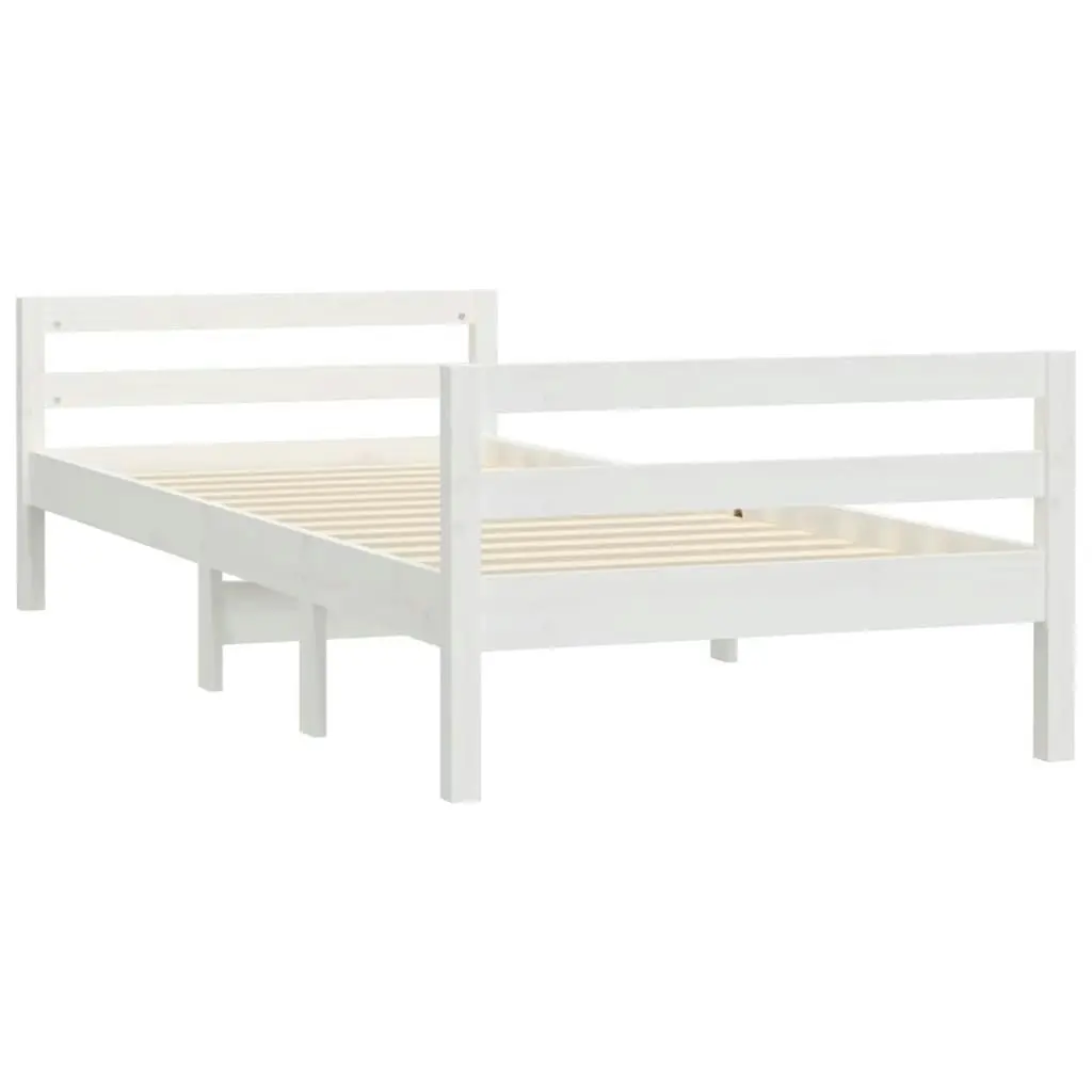 Bed Frame White 92x187 cm Single Size Solid Wood Pine 821635