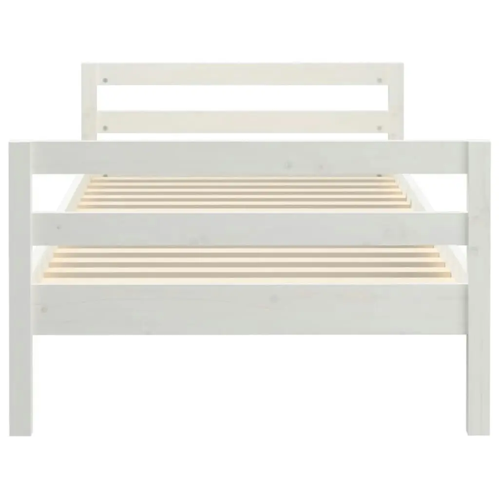 Bed Frame White 92x187 cm Single Size Solid Wood Pine 821635