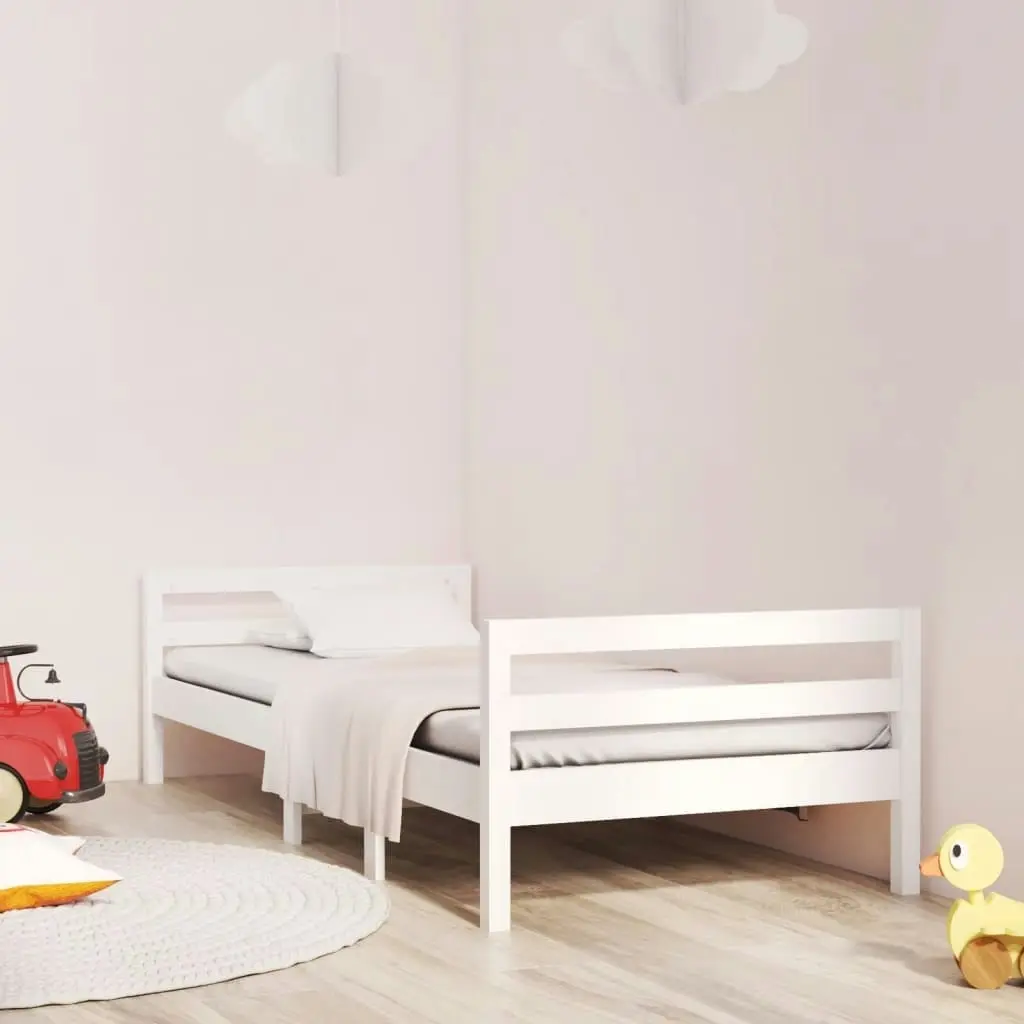 Bed Frame White 92x187 cm Single Size Solid Wood Pine 821635