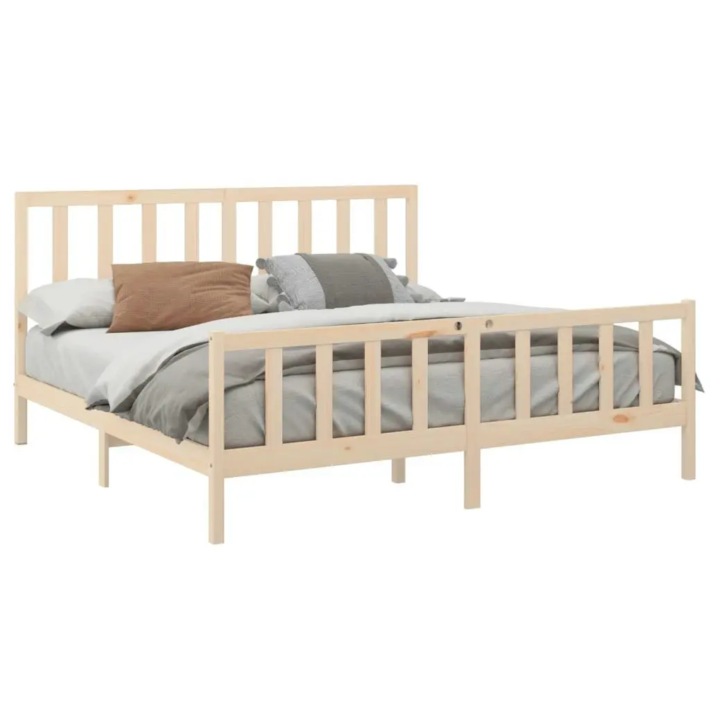 Bed Frame without Mattress 183x203 cm King Solid Wood Pine 3106718