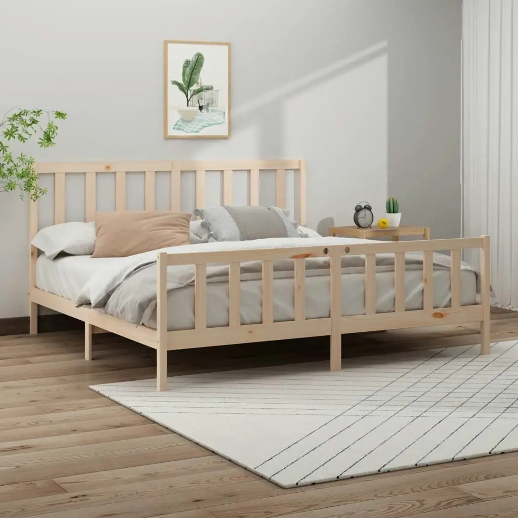 Bed Frame without Mattress 183x203 cm King Solid Wood Pine 3106718