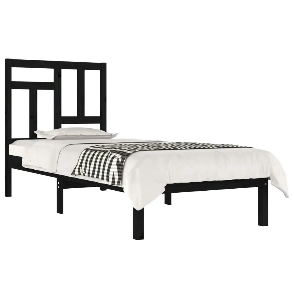 Bed Frame without Mattress Black 90x190 cm Solid Wood Pine 3104512