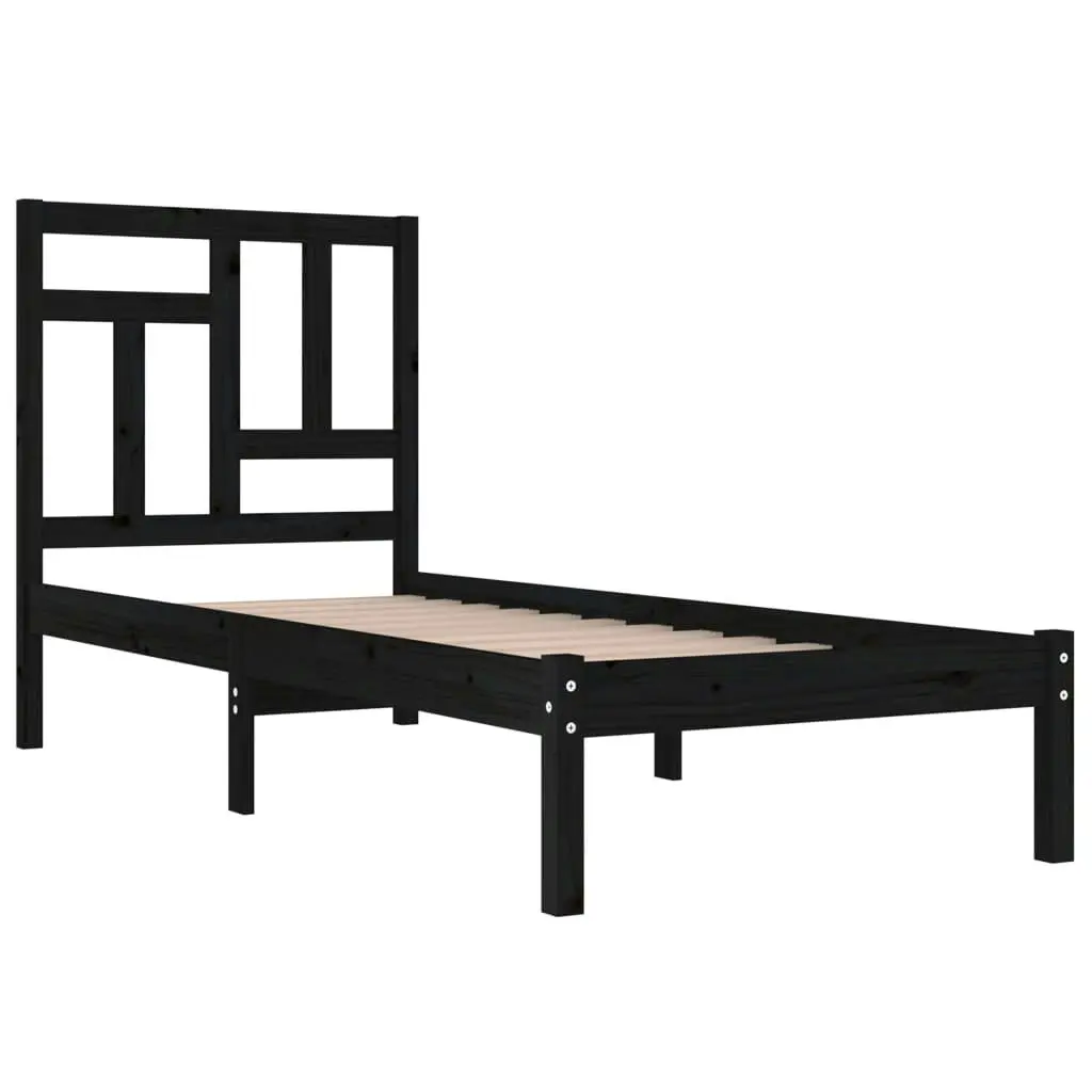 Bed Frame without Mattress Black 90x190 cm Solid Wood Pine 3104512