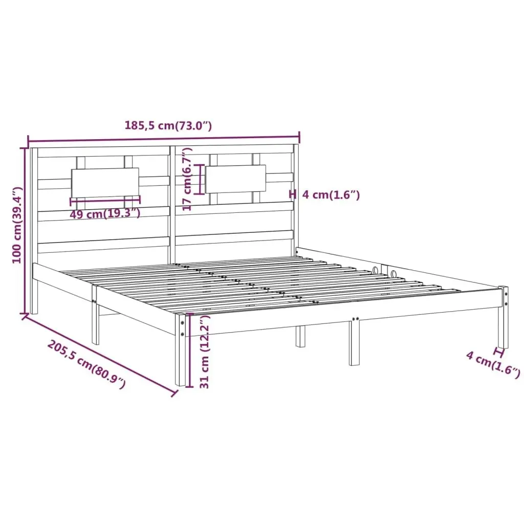 Bed Frame without Mattress 183x203 cm King Solid Wood 3105680