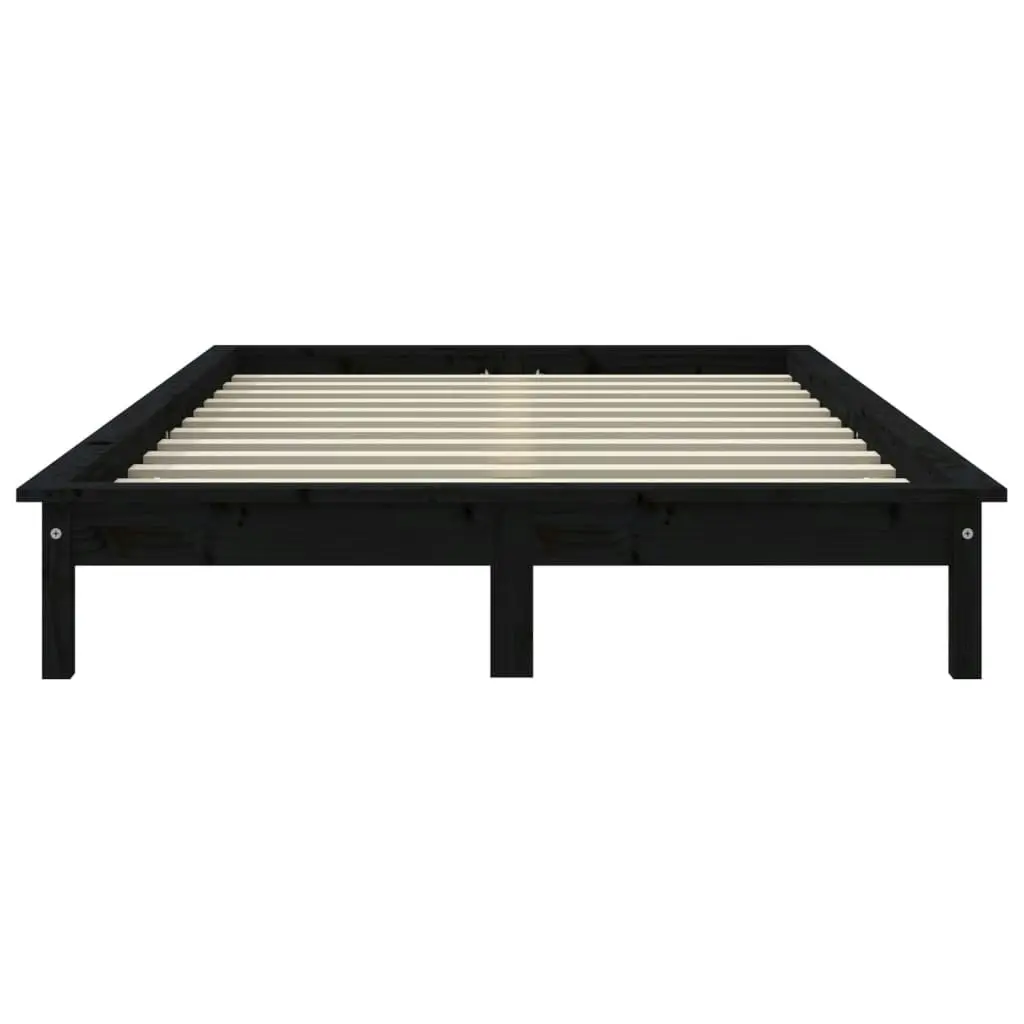 Bed Frame without Mattress Black 150x200 cm Solid Wood Pine 820550