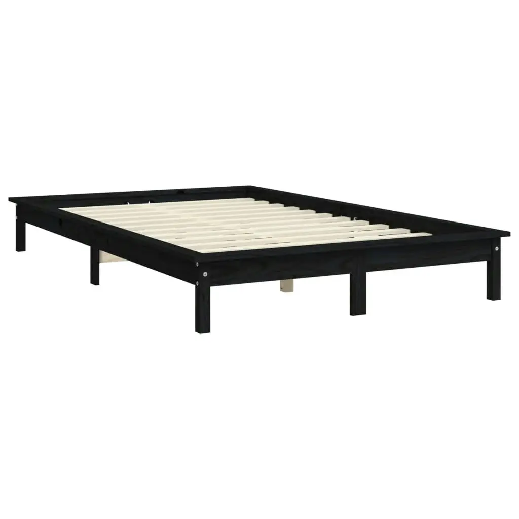 Bed Frame without Mattress Black 150x200 cm Solid Wood Pine 820550