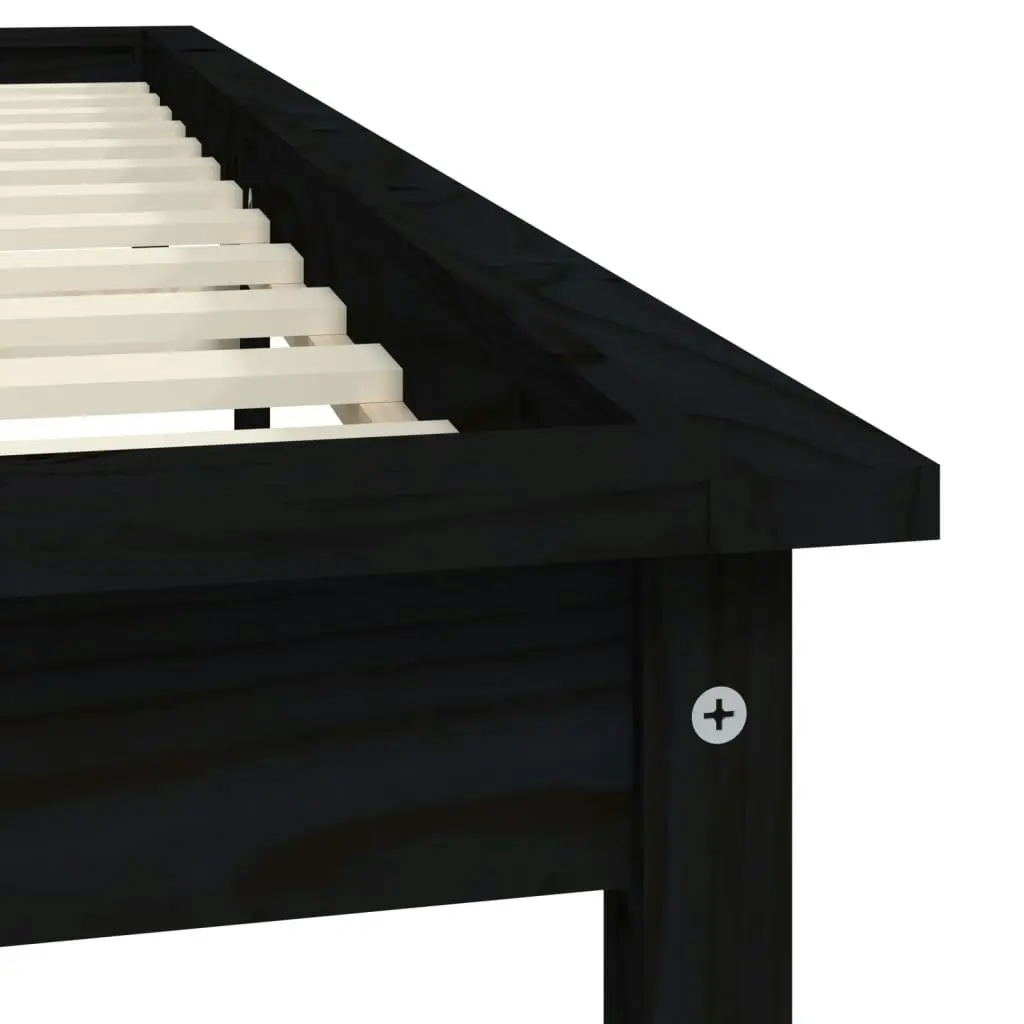 Bed Frame without Mattress Black 150x200 cm Solid Wood Pine 820550