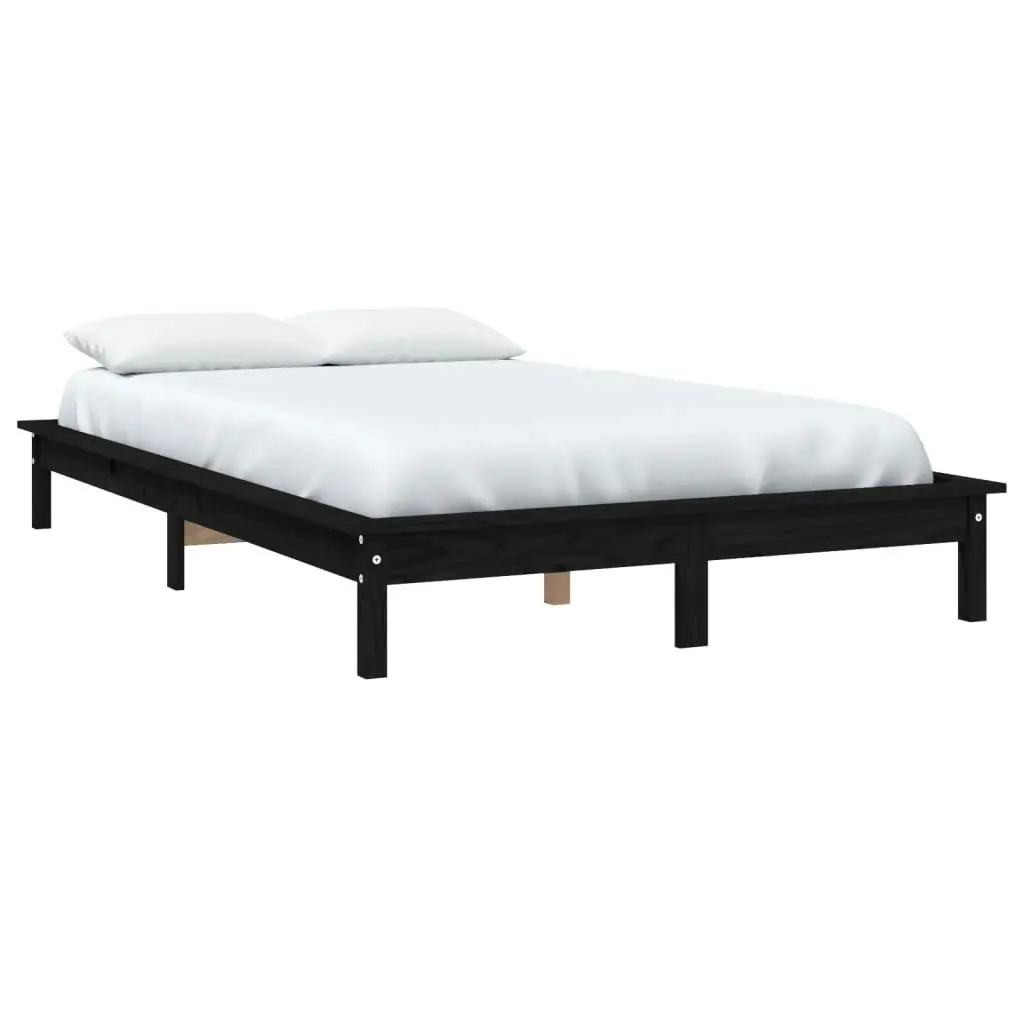 Bed Frame without Mattress Black 150x200 cm Solid Wood Pine 820550