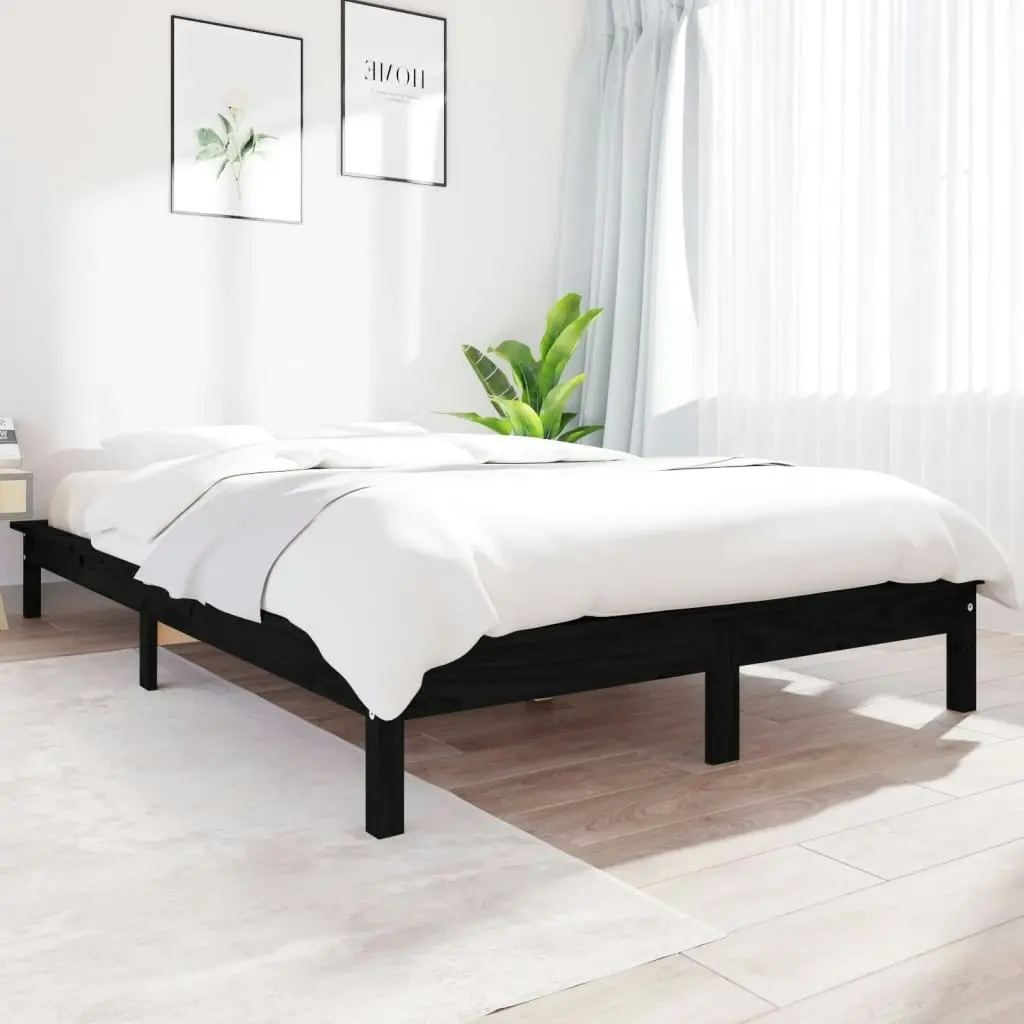 Bed Frame without Mattress Black 150x200 cm Solid Wood Pine 820550