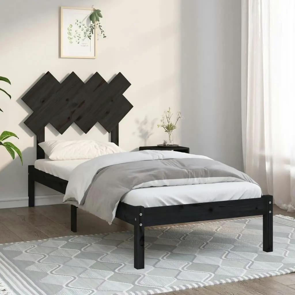 Bed Frame without Mattress Black 90x190 cm Solid Wood 3104837