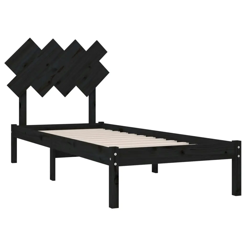 Bed Frame without Mattress Black 90x190 cm Solid Wood 3104837