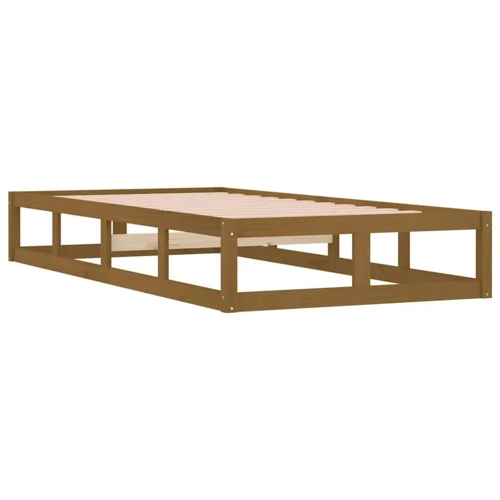 Bed Frame without Mattress Honey Brown 100x200 cm Solid Wood 820789