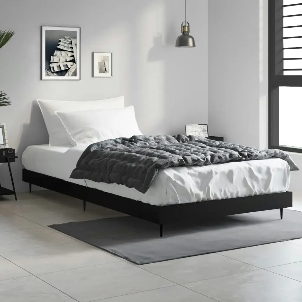 Bed Frame without Mattress Black 90x190 cm Engineered Wood 832302