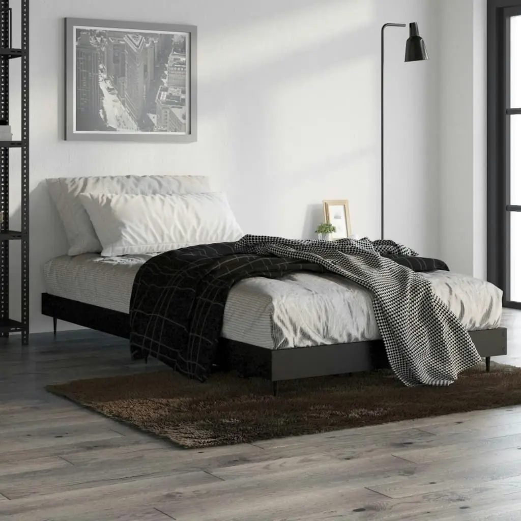 Bed Frame without Mattress Black 90x190 cm Engineered Wood 832302