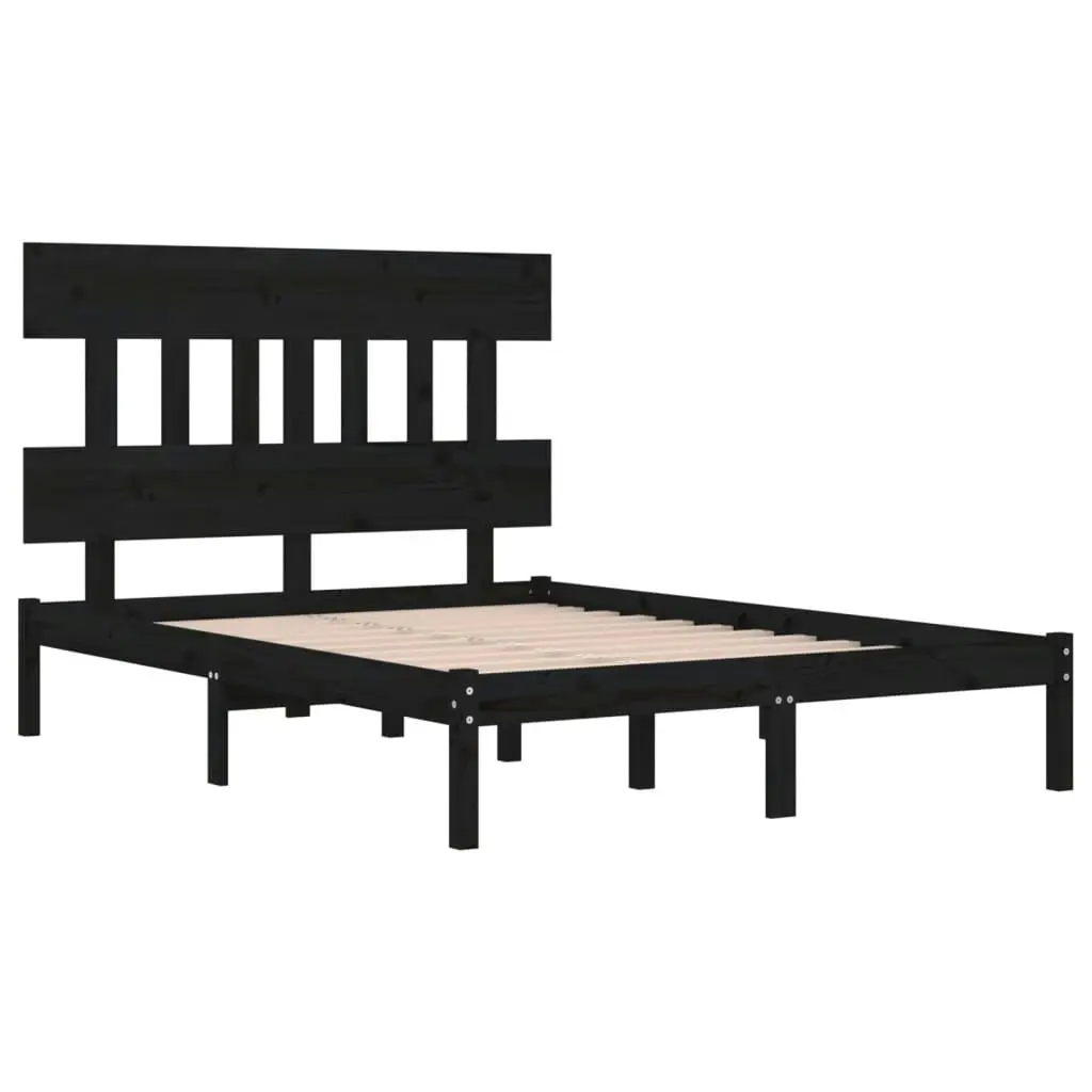 Bed Frame without Mattress Black 135x190 cm Solid Wood 3104717