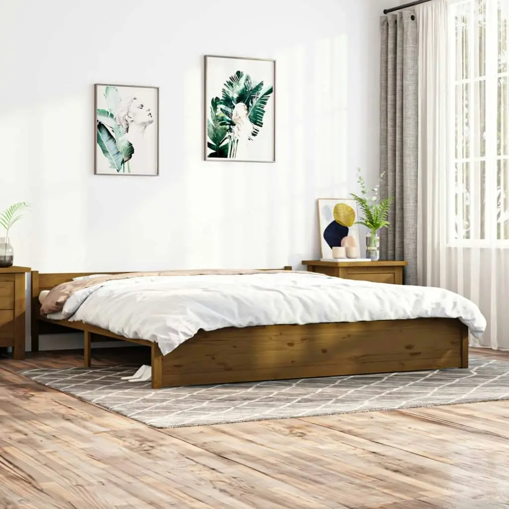 Bed Frame without Mattress Honey Brown Solid Wood 183x203 cm King 815062