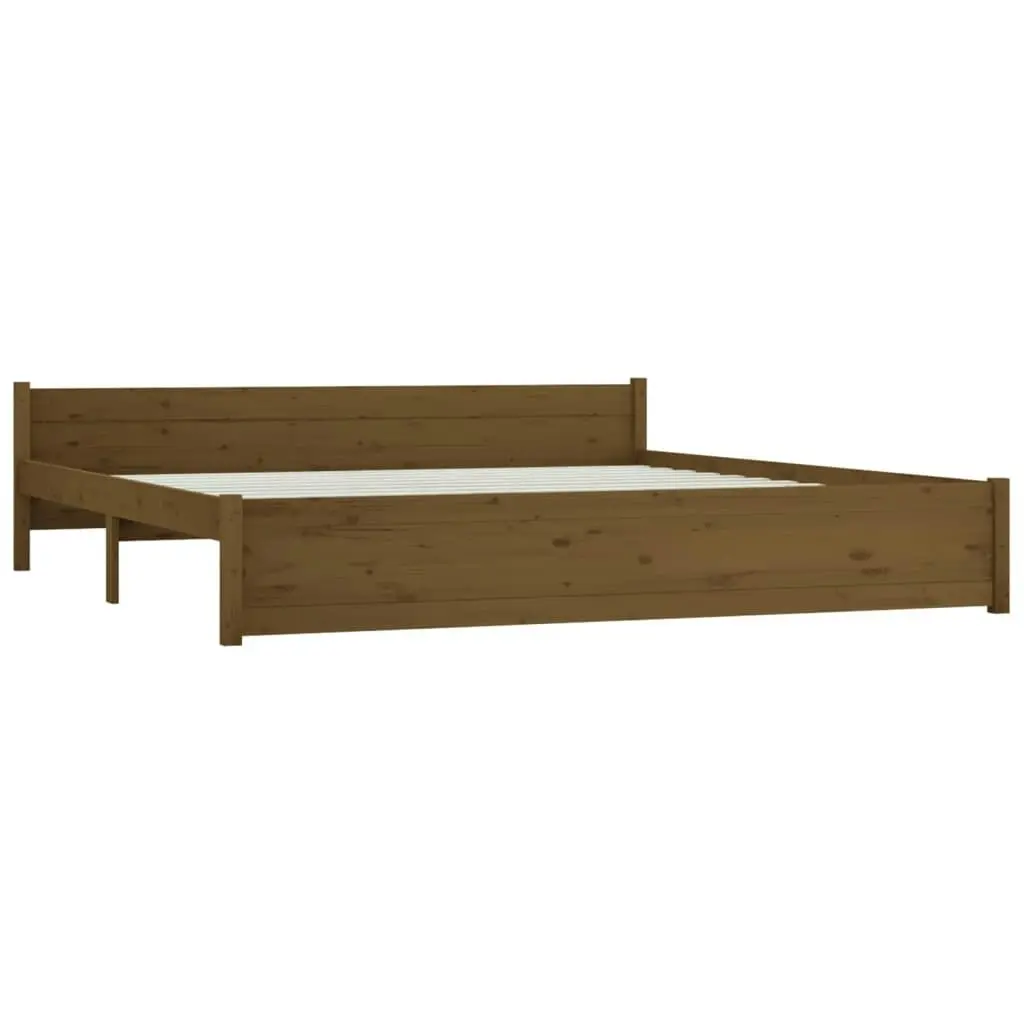 Bed Frame without Mattress Honey Brown Solid Wood 183x203 cm King 815062