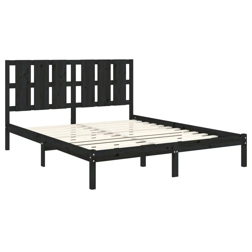 Bed Frame without Mattress Black 150x200 cm Solid Wood 3105609