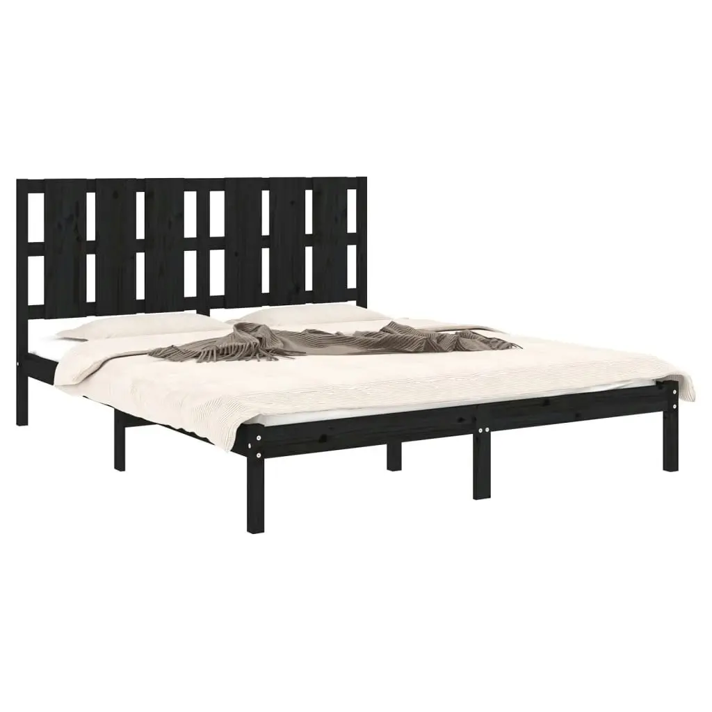 Bed Frame without Mattress Black 150x200 cm Solid Wood 3105609