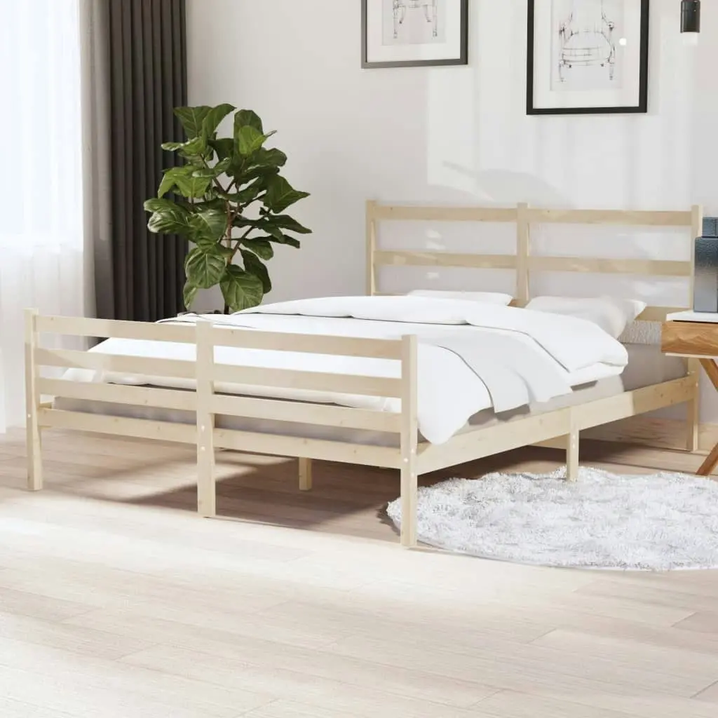 Bed Frame Solid Wood Pine 153x203 cm Queen Size 3103718