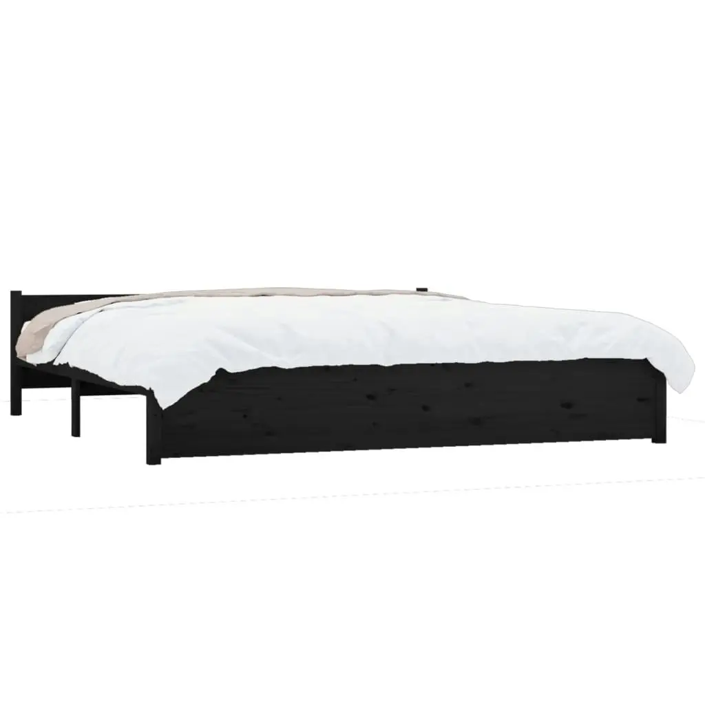 Bed Frame Black Solid Wood 183x203 cm King Size 815063