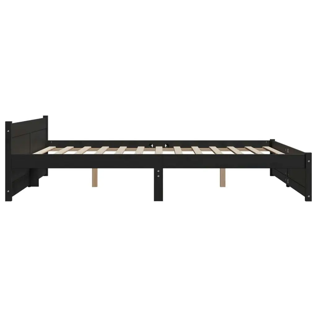 Bed Frame Black Solid Wood 183x203 cm King Size 815063