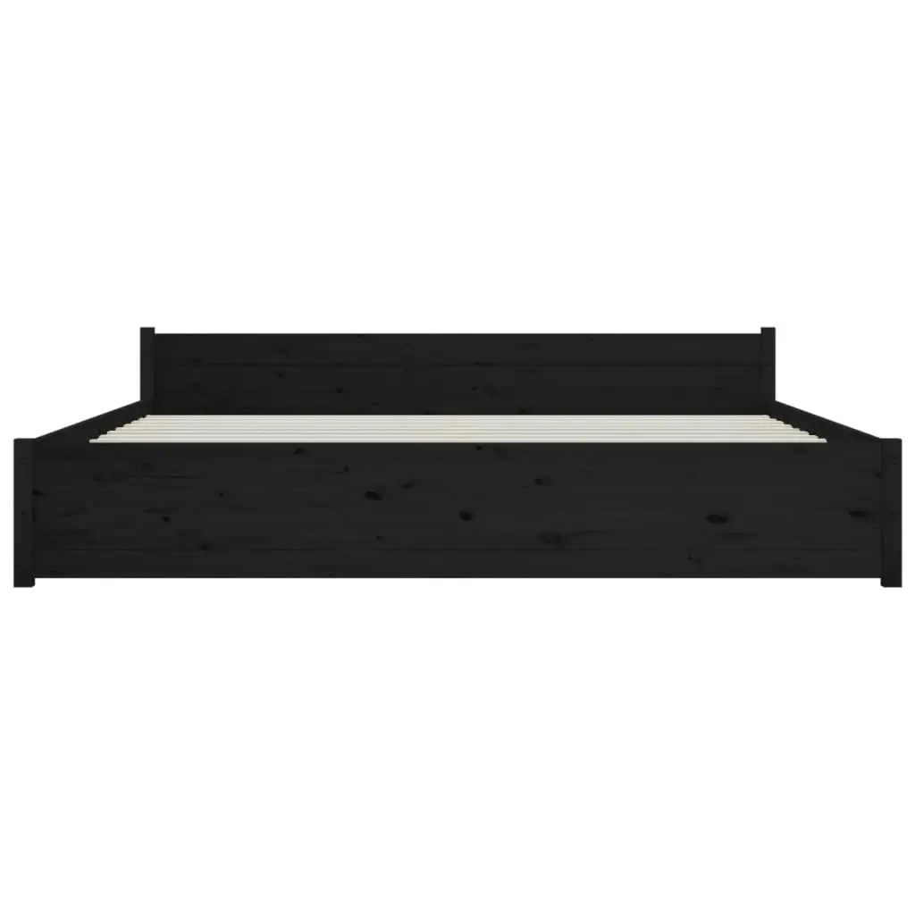 Bed Frame Black Solid Wood 183x203 cm King Size 815063