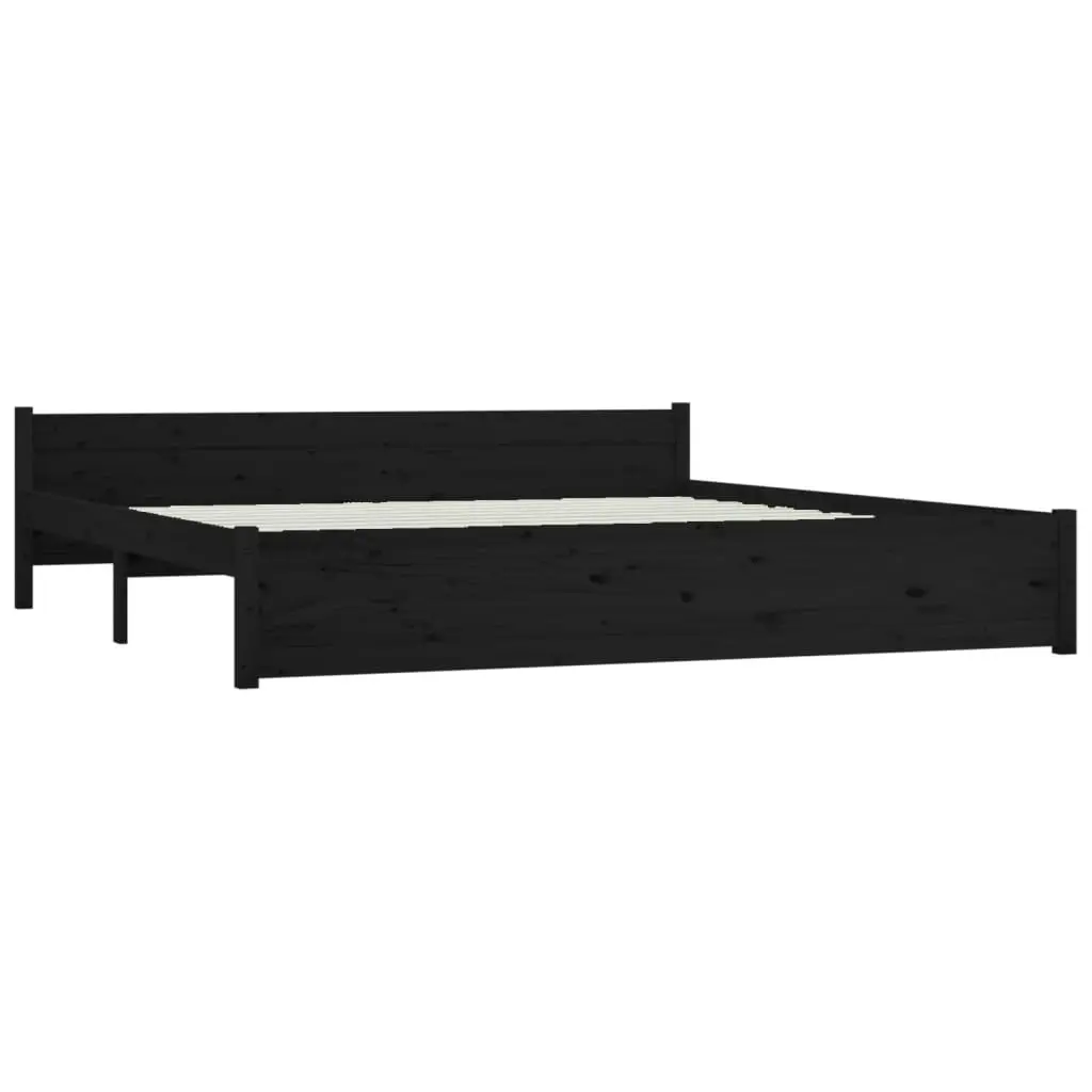 Bed Frame Black Solid Wood 183x203 cm King Size 815063