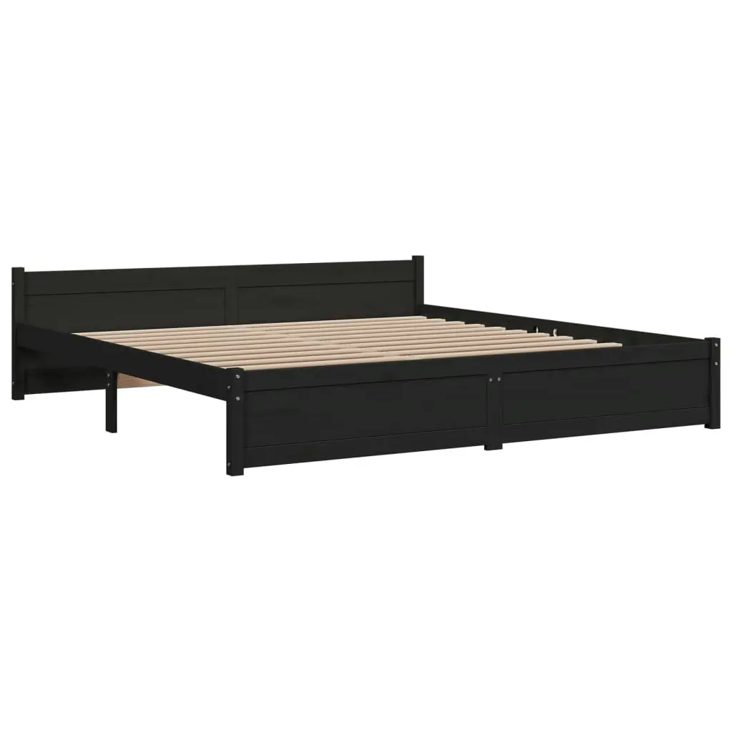 Bed Frame Black Solid Wood 183x203 cm King Size 815063