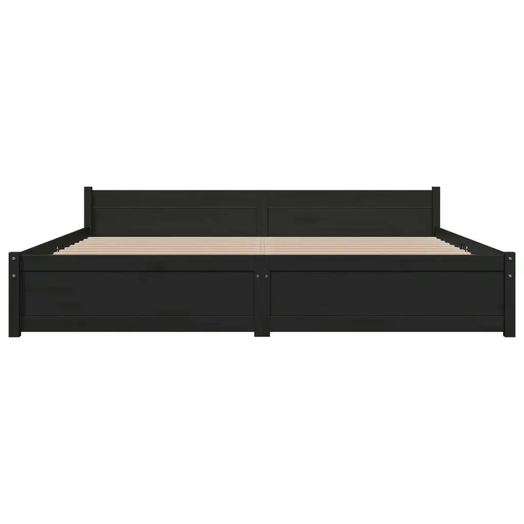 Bed Frame Black Solid Wood 183x203 cm King Size 815063