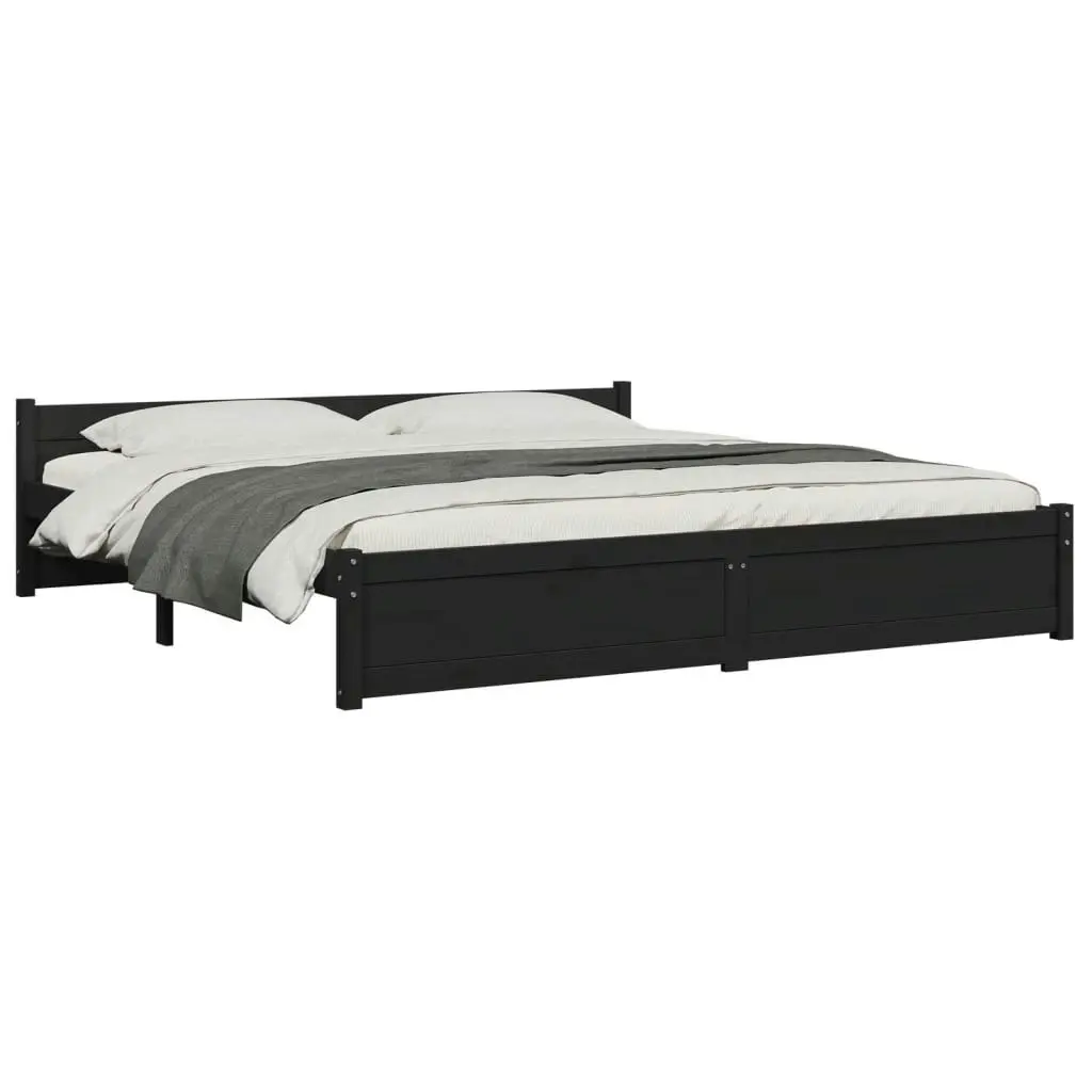 Bed Frame Black Solid Wood 183x203 cm King Size 815063