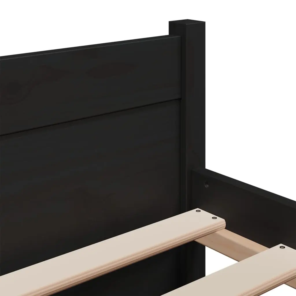 Bed Frame Black Solid Wood 183x203 cm King Size 815063