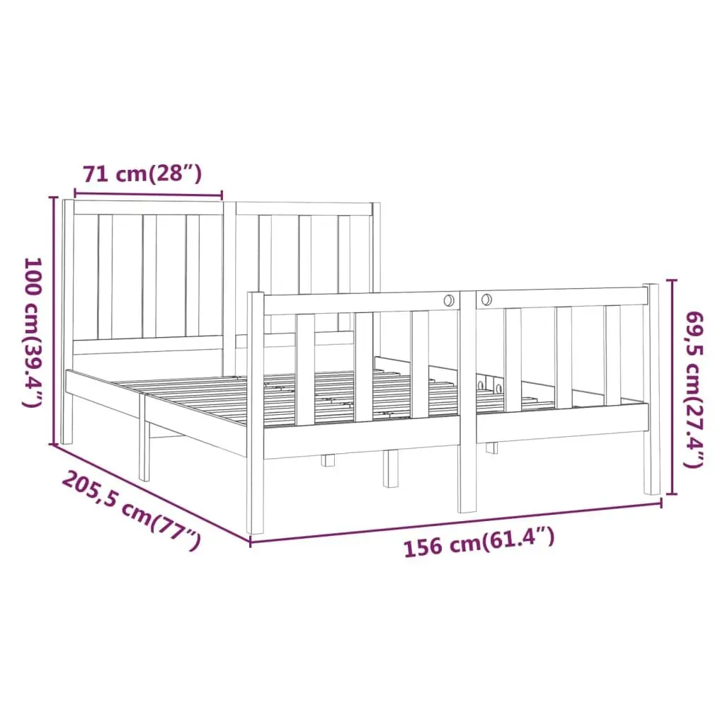 Bed Frame without Mattress 150x200 cm Solid Wood Pine 3106708