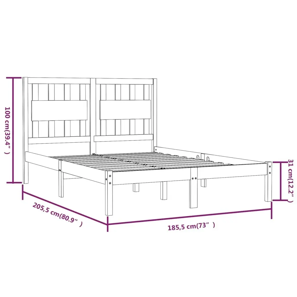 Bed Frame without Mattress Solid Wood 183x203 cm King 3103948