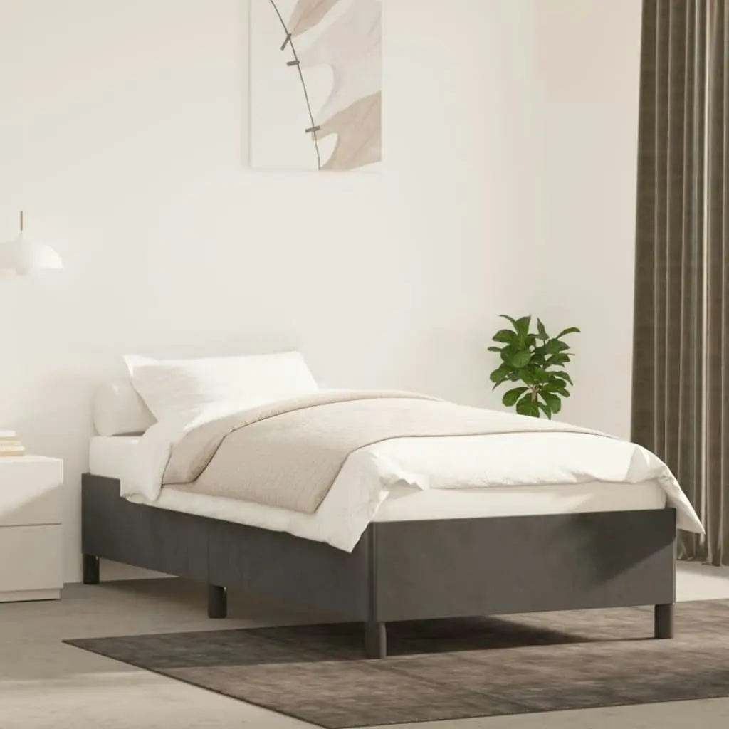 Bed Frame without Mattress Dark Grey King Single Velvet 347366