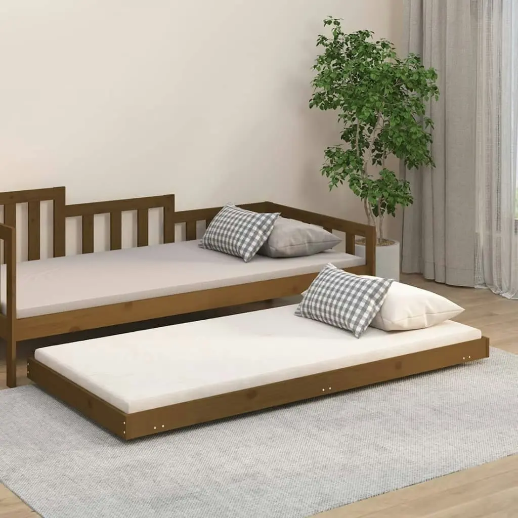 Bed Frame Honey Brown 92x187 cm Single Size Solid Wood Pine 823507