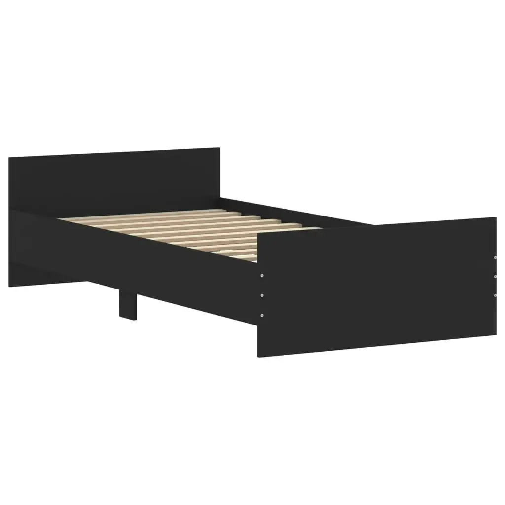 Bed Frame Black 92x187 cm Single Size Engineered Wood 835940