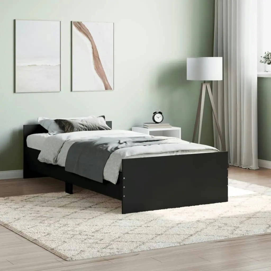 Bed Frame Black 92x187 cm Single Size Engineered Wood 835940