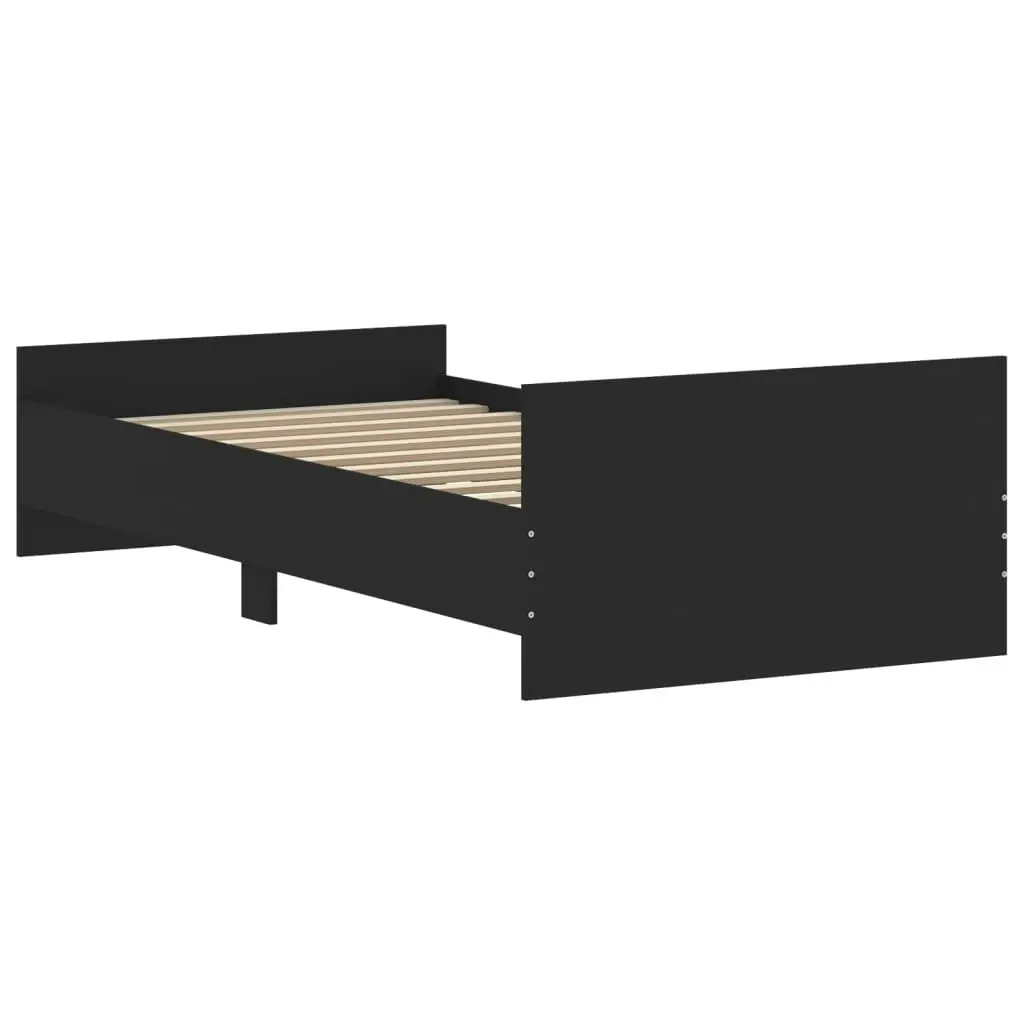 Bed Frame Black 92x187 cm Single Size Engineered Wood 835940