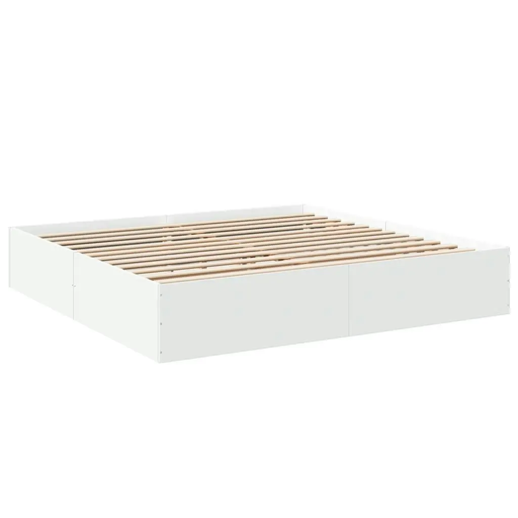 Bed Frame White 183x203 cm King Size Engineered Wood 3280993