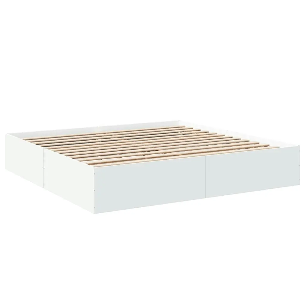 Bed Frame White 183x203 cm King Size Engineered Wood 3280993